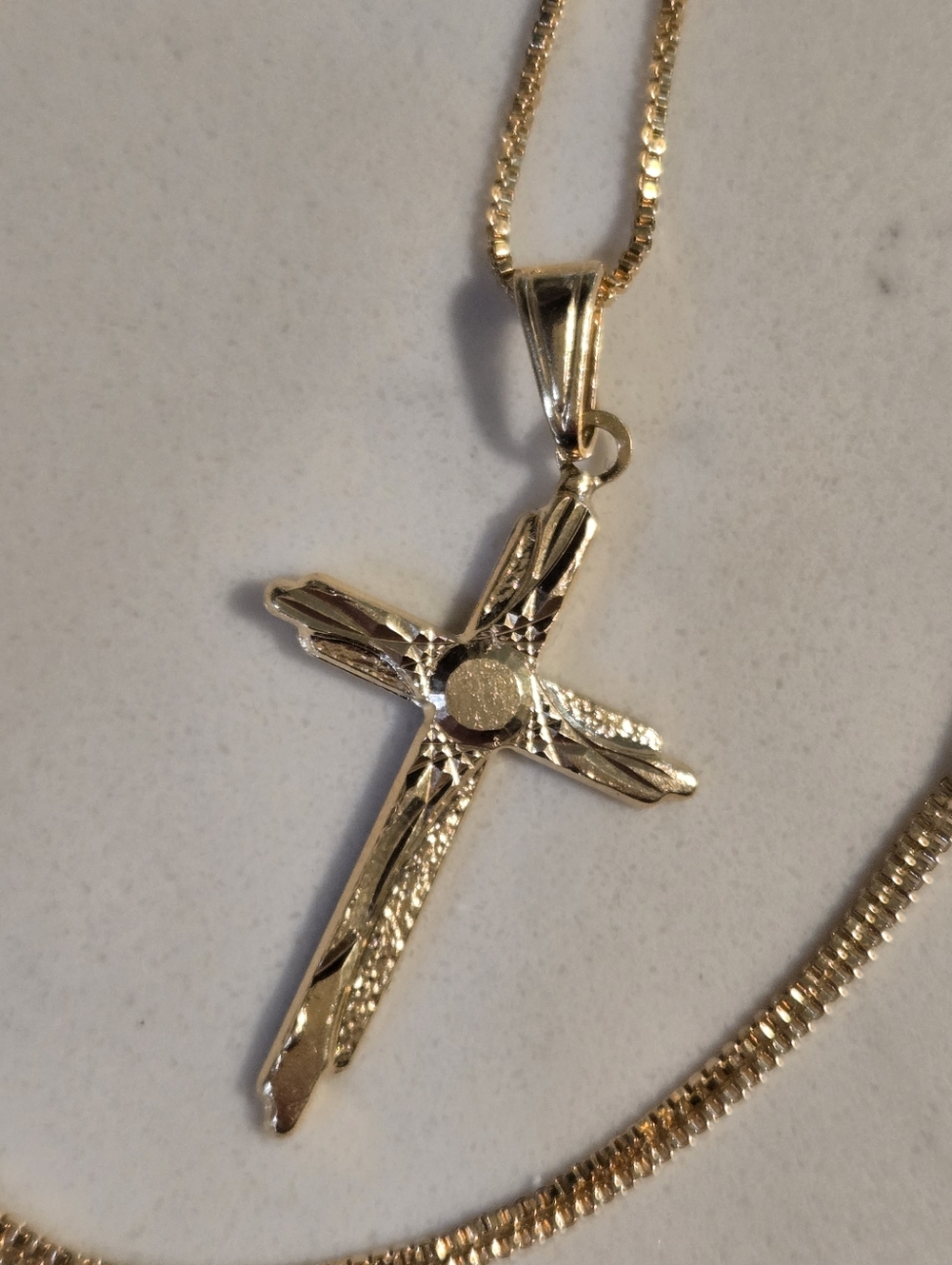 Gold Cross Pendant Necklace 18KGF